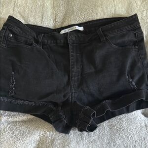 Celebrity Pink Black Distressed Jean Shorts